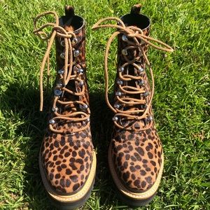 Marc Fisher Cheetah lace up boots
